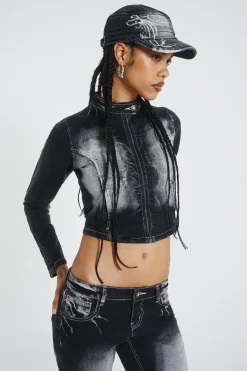 Jaded London *24/7 Ruched Front Denim Jacket