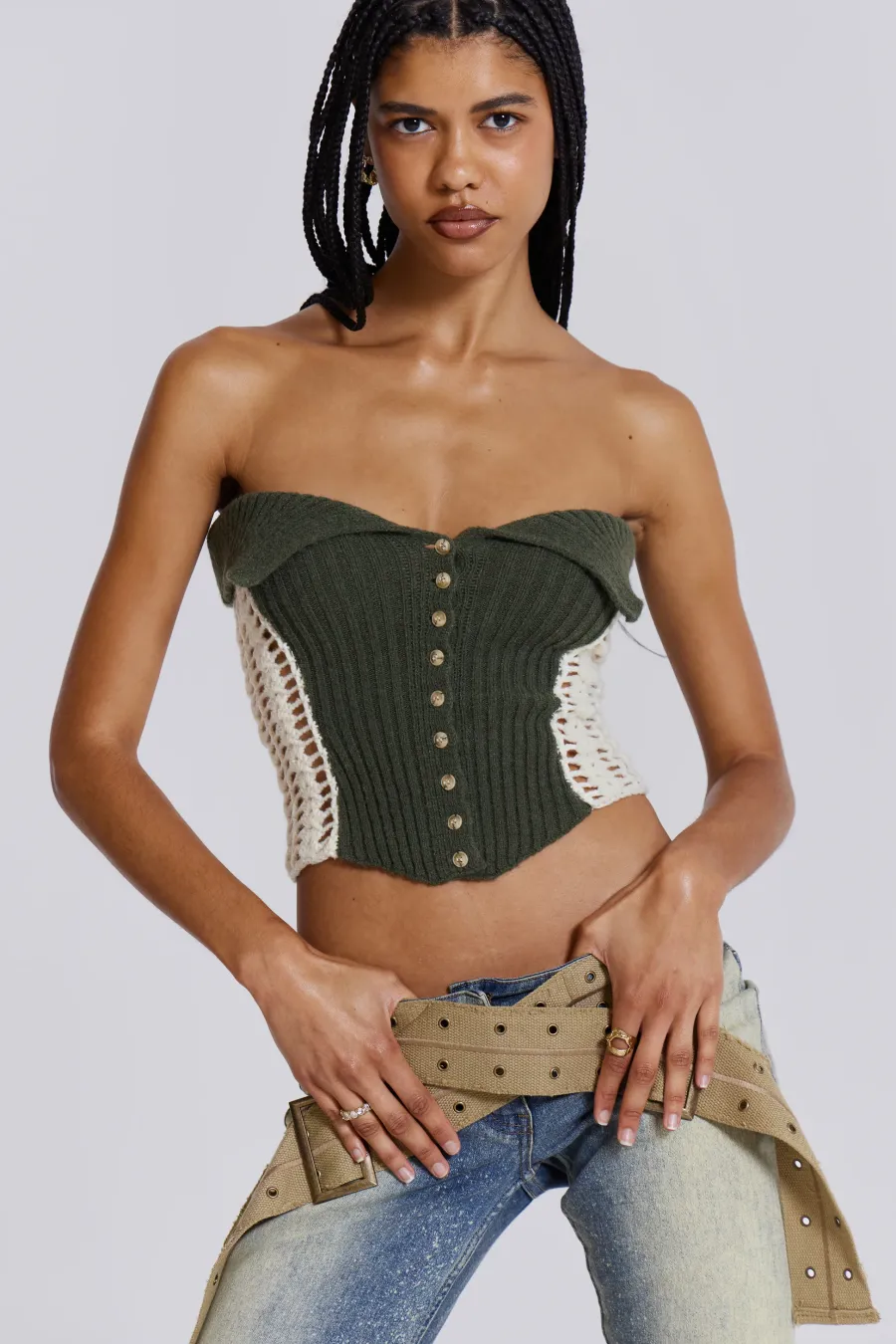 Jaded London Knitwear*Akio Knitted Corset Top