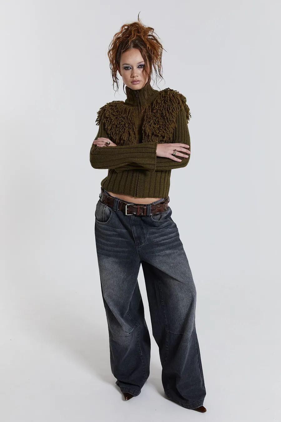 Jaded London Knitwear*Alder Loop Knit Zip Up Jacket