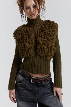 Jaded London Knitwear*Alder Loop Knit Zip Up Jacket