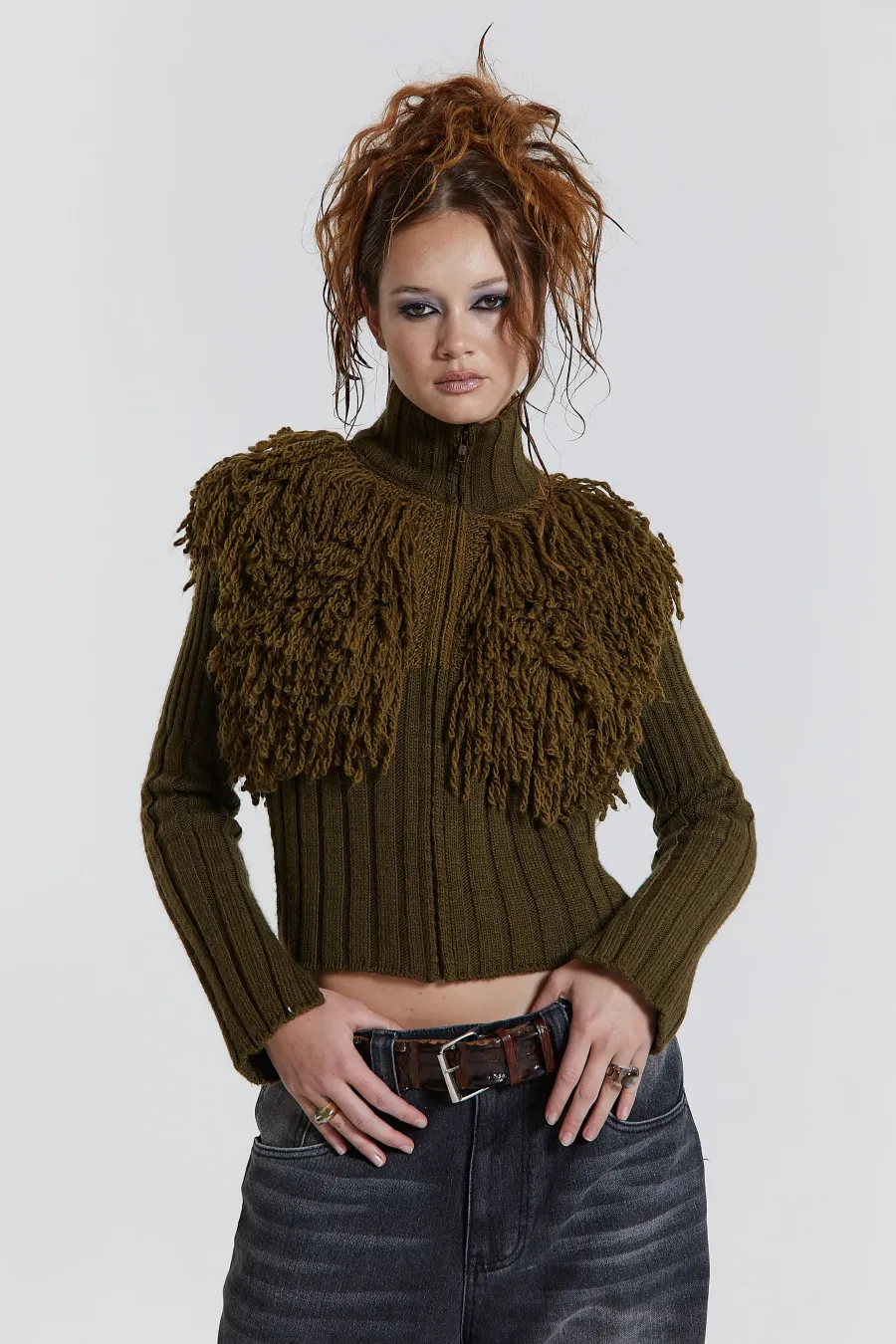 Jaded London Knitwear*Alder Loop Knit Zip Up Jacket