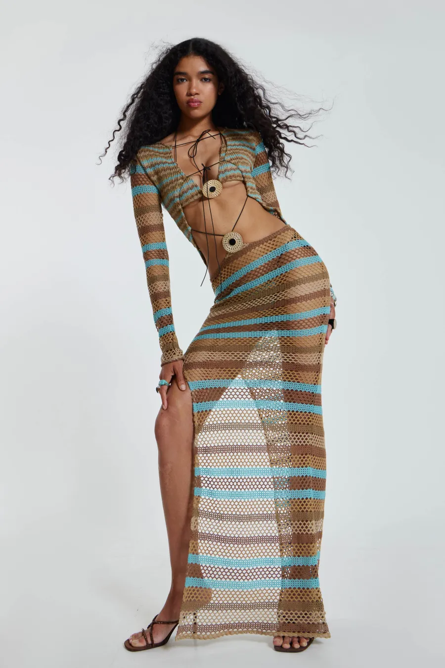 Jaded London Beach Dress*Allure Stripe Knitted Maxi Dress