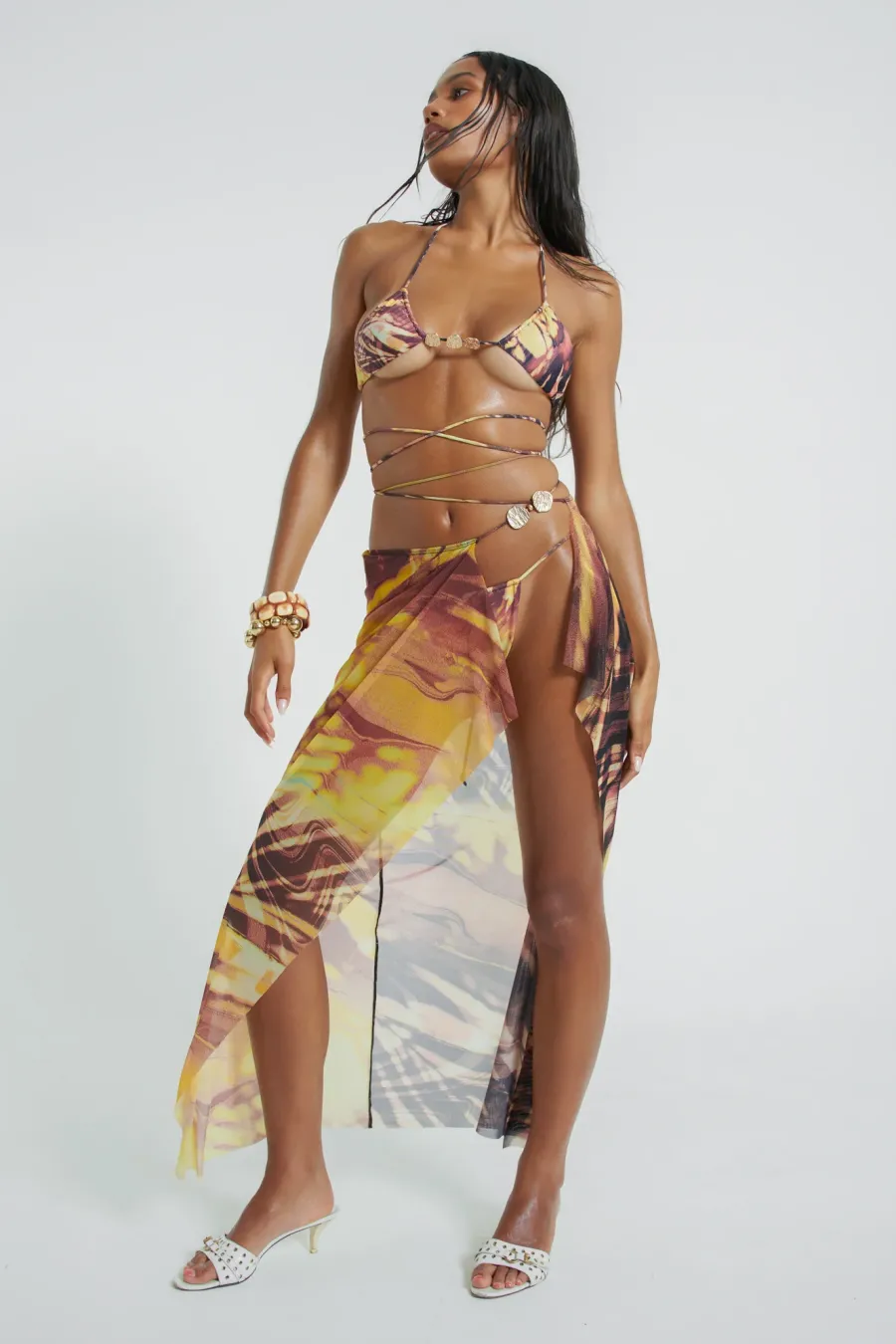 Jaded London Maxi Skirts*Aphrodite Wrap Around Mesh Maxi Skirt