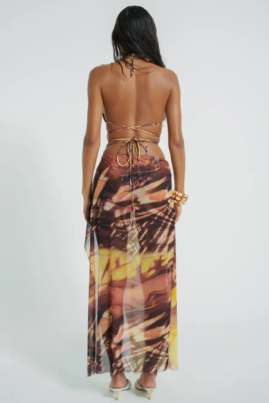 Jaded London Maxi Skirts*Aphrodite Wrap Around Mesh Maxi Skirt
