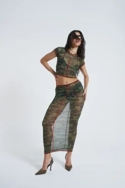 Jaded London *Astro Camo Mesh Baby Tee