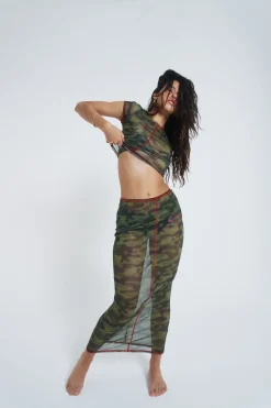 Jaded London *Astro Camo Mesh Baby Tee
