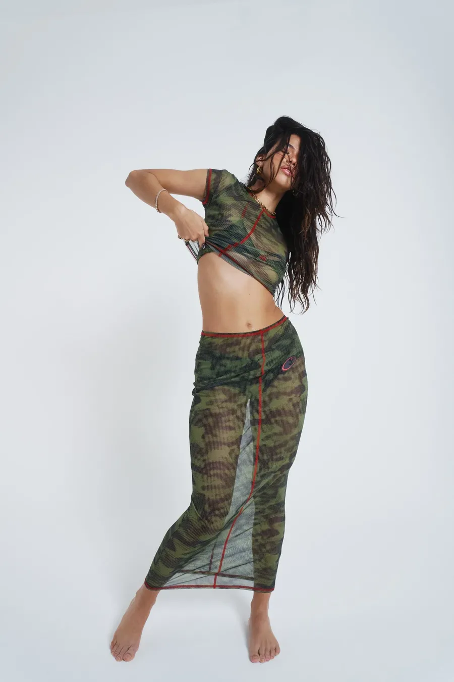 Jaded London *Astro Camo Mesh Baby Tee
