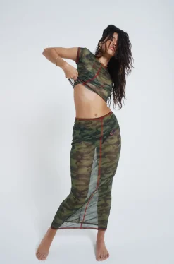 Jaded London Beach Skirts*Astro Camo Mesh Maxi Skirt