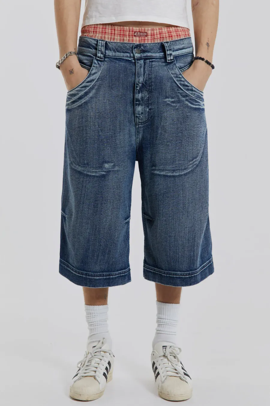 Jaded London Jorts & Shorts*Axle Acid Wash Denim Jorts