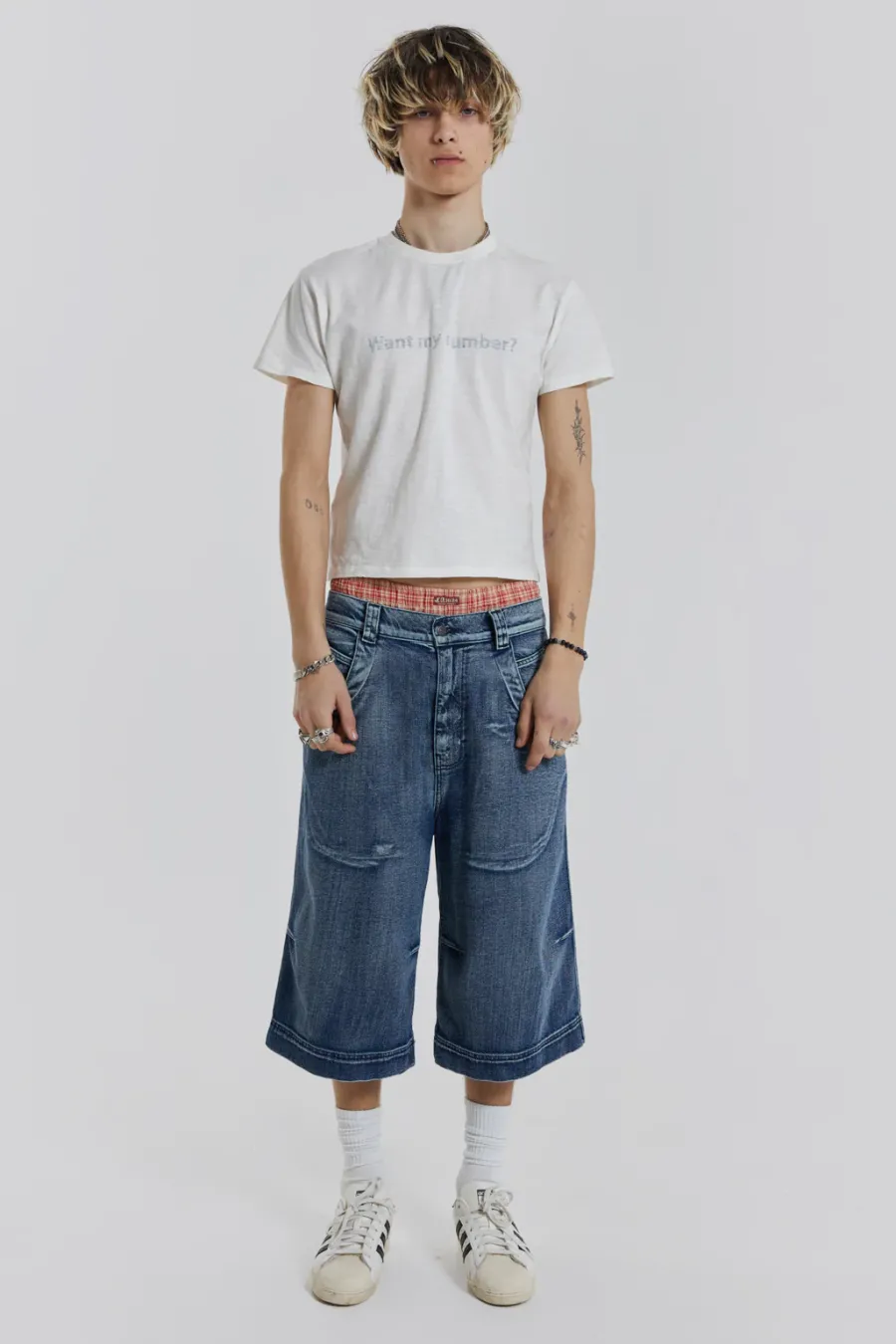 Jaded London Jorts & Shorts*Axle Acid Wash Denim Jorts