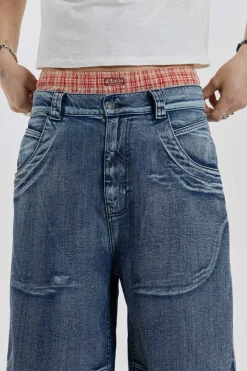 Jaded London Jorts & Shorts*Axle Acid Wash Denim Jorts