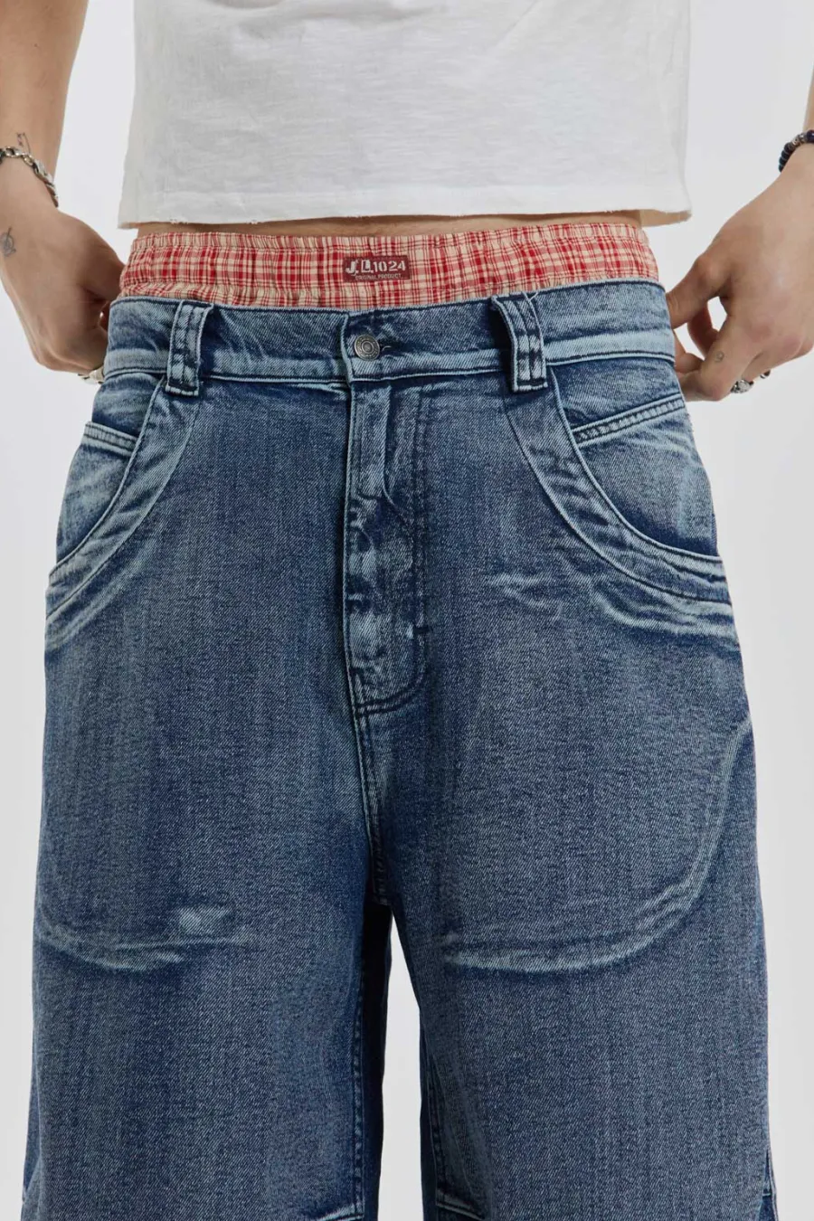 Jaded London Jorts & Shorts*Axle Acid Wash Denim Jorts