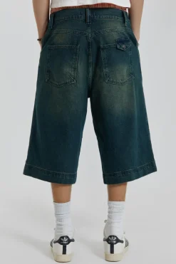 Jaded London Jorts & Shorts*Axle Sandblast Denim Jorts