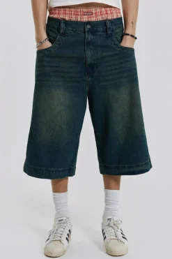 Jaded London Denim Jorts*Axle Sandblast Denim Jorts