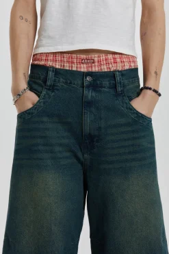 Jaded London Denim Jorts*Axle Sandblast Denim Jorts