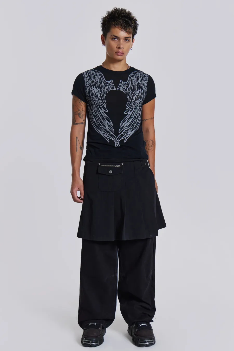 Jaded London Kilts*Black Anarcho Kilt