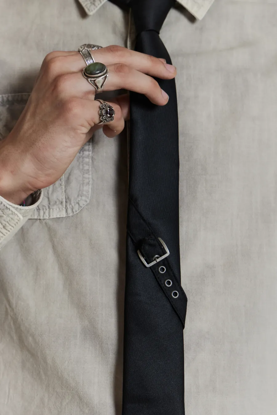 Jaded London *Black Buckle Tie