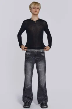 Jaded London Bootcut Jeans*Black Crease Blaze Jean