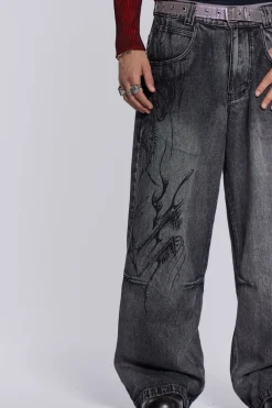 Jaded London Baggy Jeans*Black Decal Colossus Jean