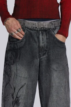 Jaded London Baggy Jeans*Black Decal Colossus Jean