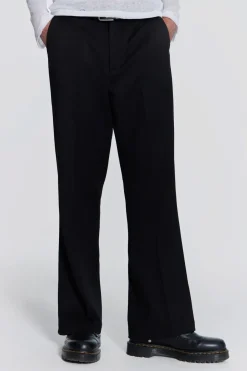 Jaded London Trousers*Black Flared Suit Pant