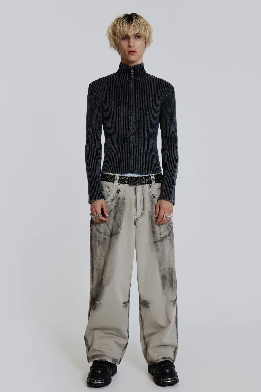 Jaded London *Black Lucid Knit Track Top