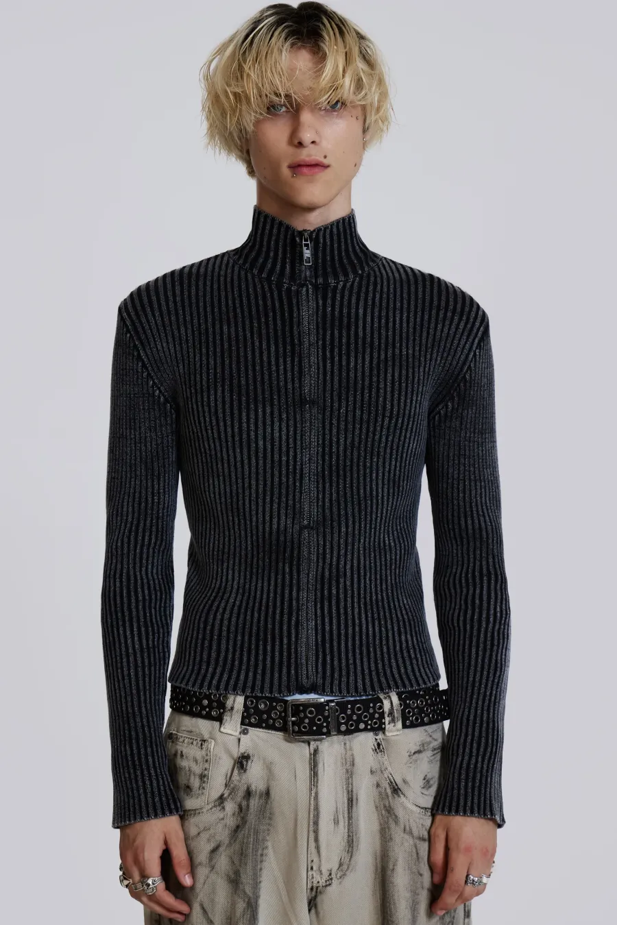 Jaded London *Black Lucid Knit Track Top