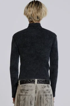 Jaded London Knitwear*Black Lucid Knit Track Top
