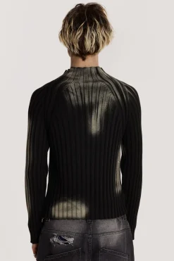 Jaded London Knitwear*Black Luster Asymmetric Knit
