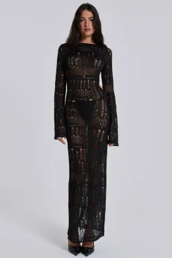 Jaded London New In Beach & Swimwear*Black Metallic Umbra Maxi Dress