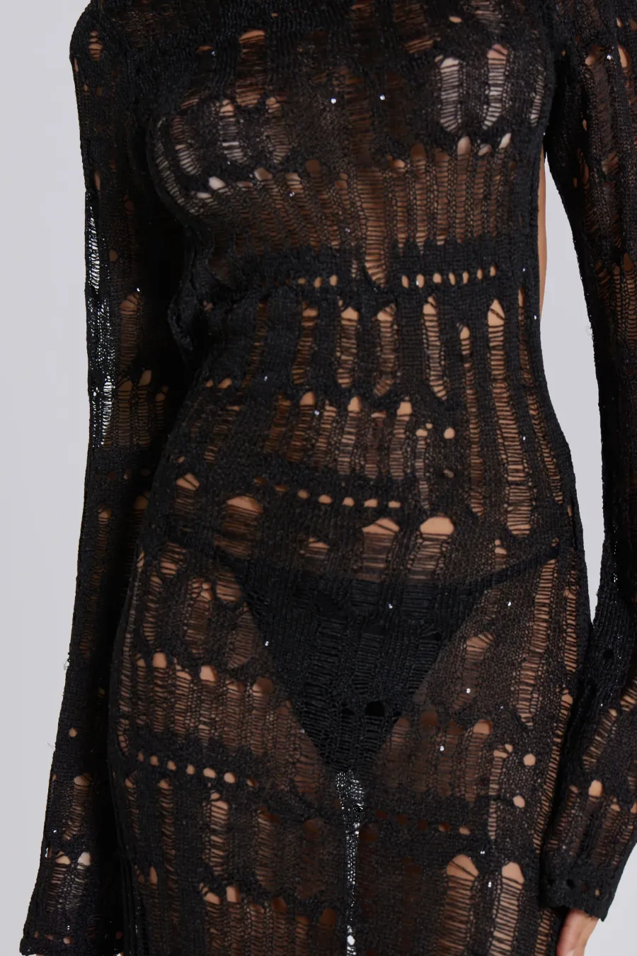Jaded London Knitwear*Black Metallic Umbra Maxi Dress