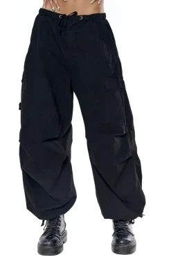 Jaded London Trousers*Black Parachute Cargo Pants