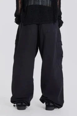 Jaded London Trousers*Black Parachute Cargo Pants