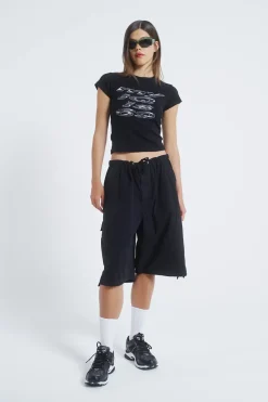 Jaded London Parachute Pants*Black Parachute Cargo Shorts