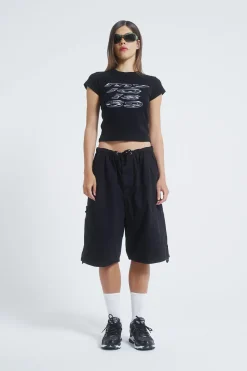 Jaded London Parachute Pants*Black Parachute Cargo Shorts
