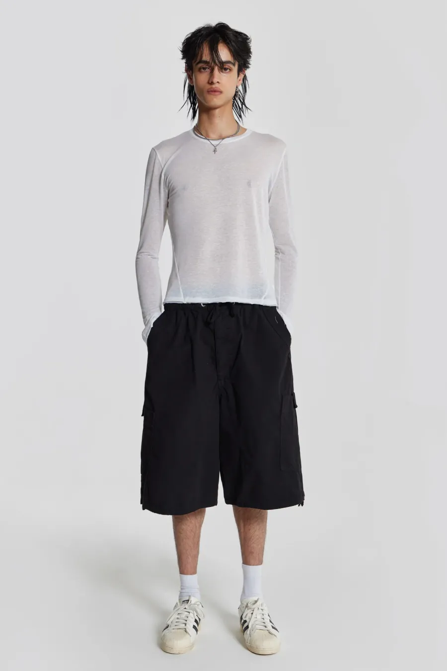 Jaded London Parachute Pants*Black Parachute Cargo Shorts