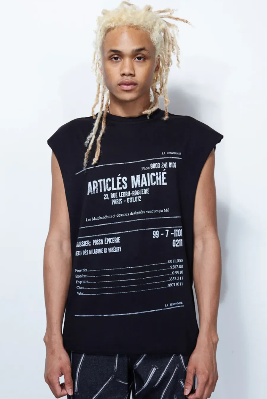 Jaded London Vests*Black Receipt Print Vest