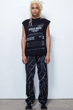 Jaded London Vests*Black Receipt Print Vest
