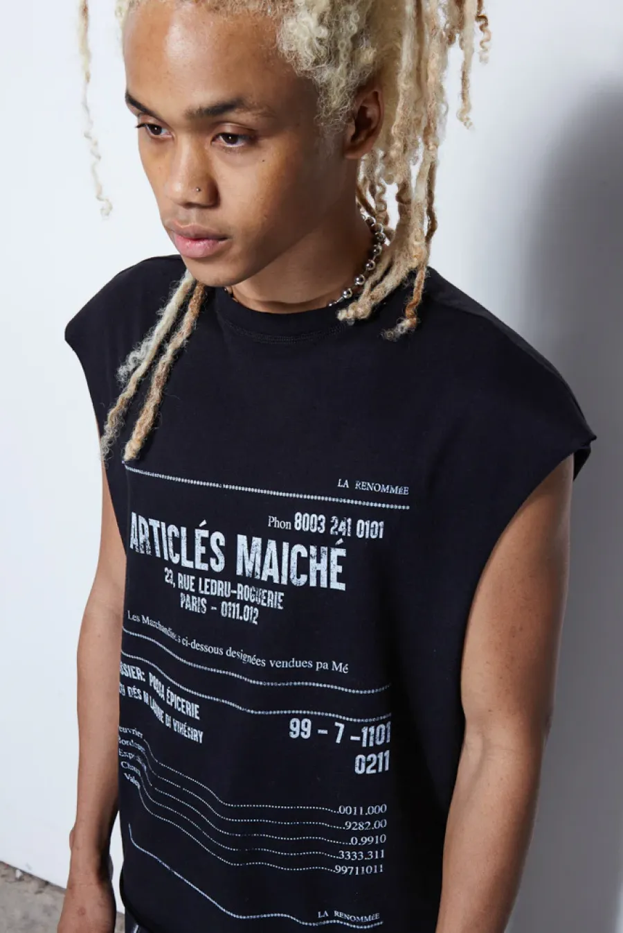 Jaded London Vests*Black Receipt Print Vest