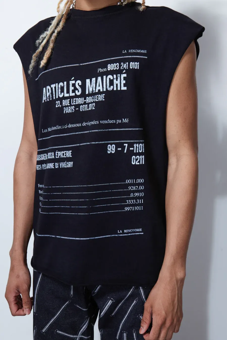 Jaded London Vests*Black Receipt Print Vest
