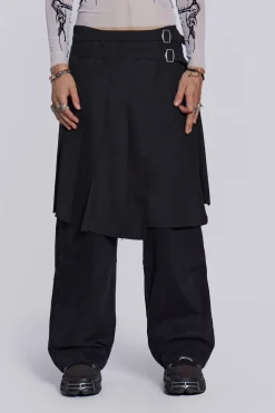 Jaded London Kilts*Black Steel Pleated Skirt