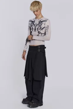 Jaded London Kilts*Black Steel Pleated Skirt