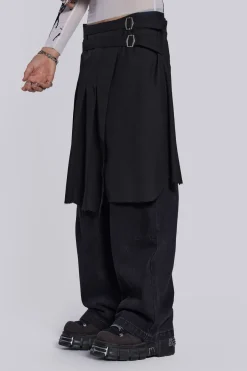 Jaded London Kilts*Black Steel Pleated Skirt