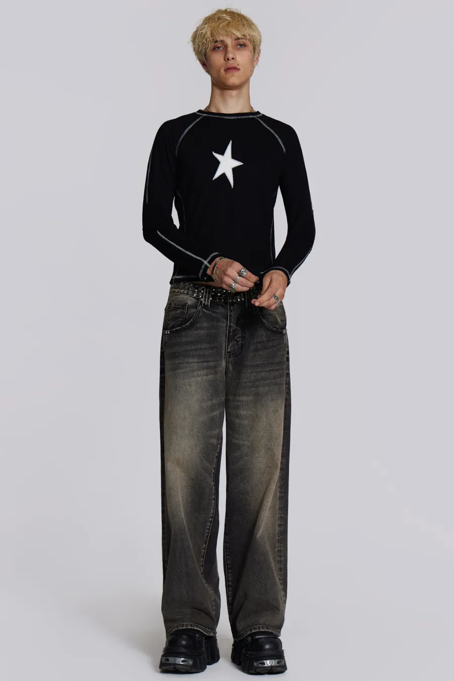 Jaded London T-Shirts*Black& White Starstruck Tee