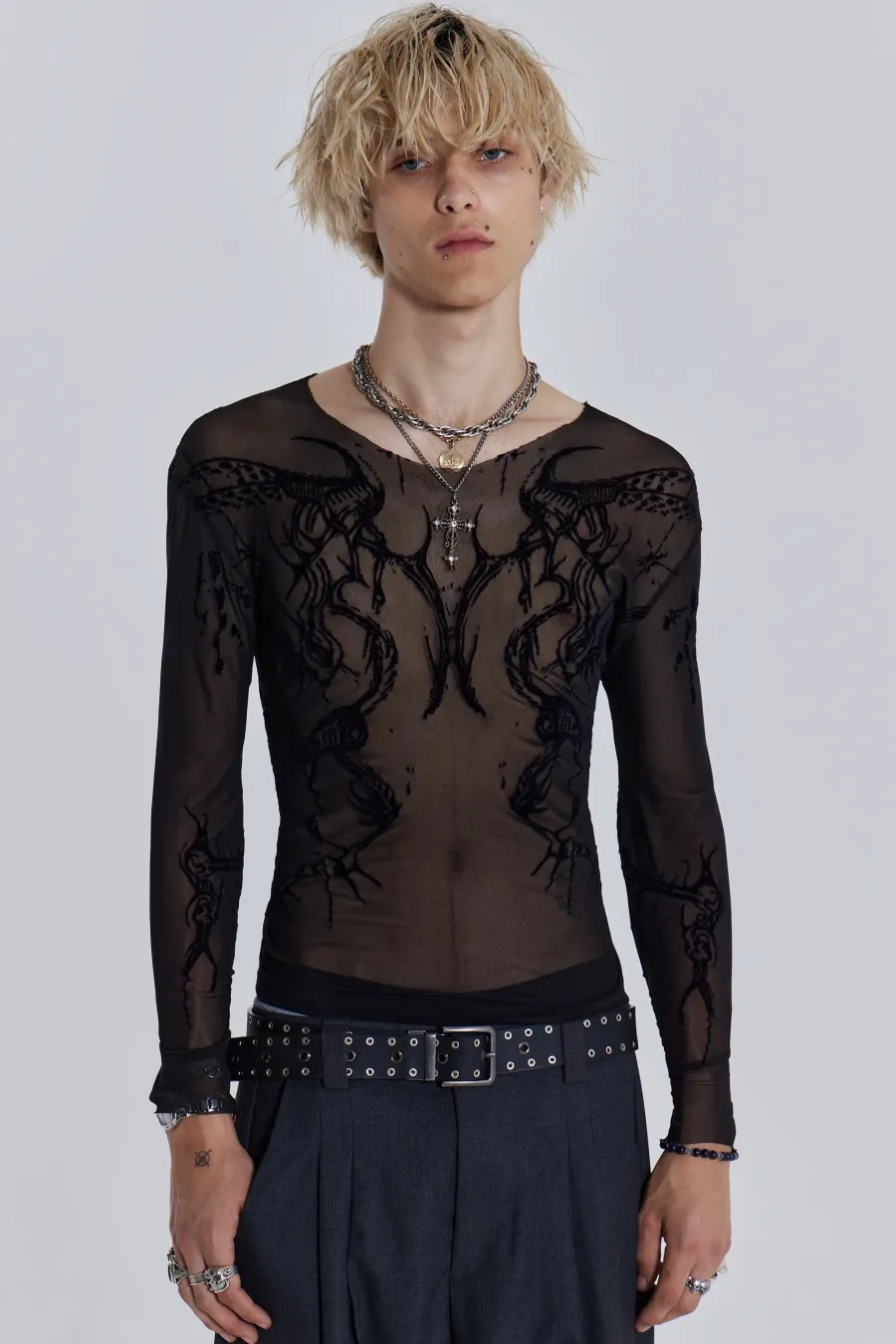 Jaded London T-Shirts*Black Wings Mesh Top