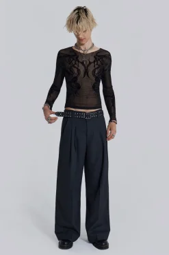 Jaded London T-Shirts*Black Wings Mesh Top