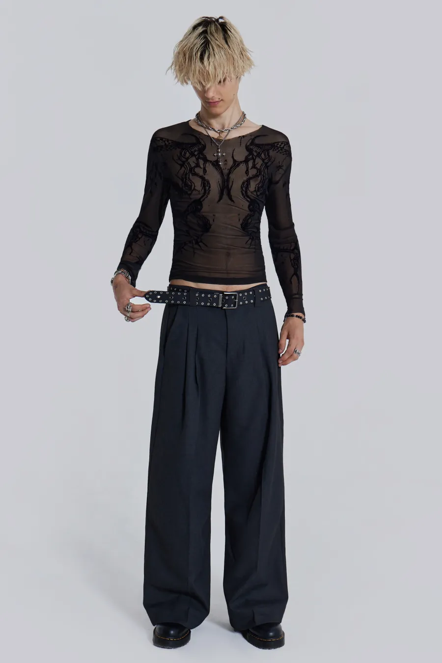 Jaded London T-Shirts*Black Wings Mesh Top