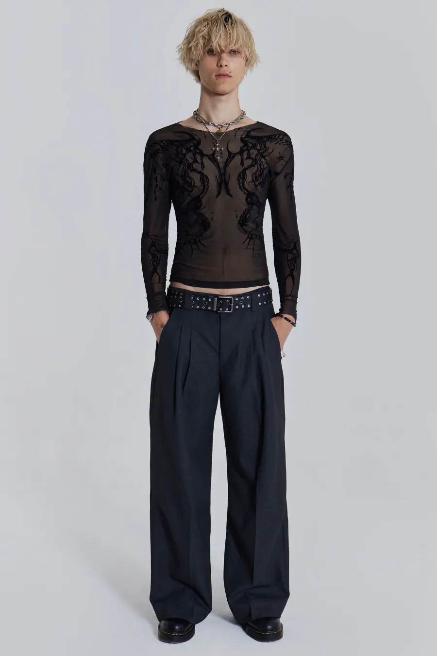 Jaded London T-Shirts*Black Wings Mesh Top
