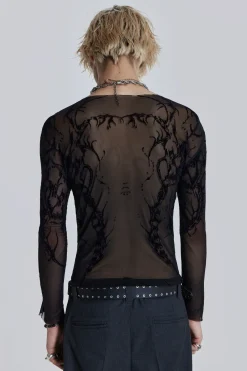 Jaded London T-Shirts*Black Wings Mesh Top