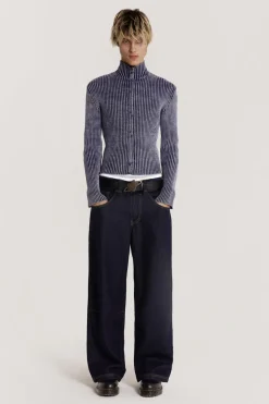 Jaded London Knitwear*Blue Lucid Knit Track Top